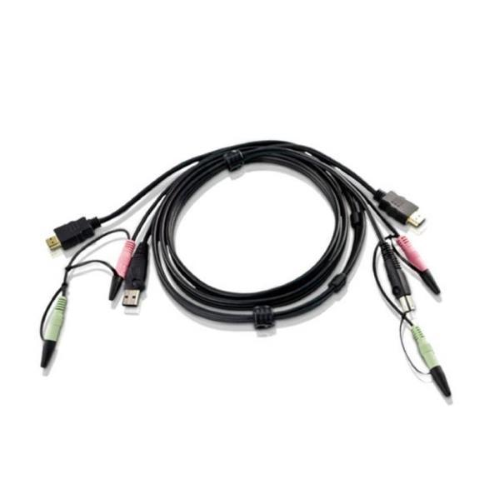 ATEN 2L-7D02UH - Cavo audio / video / USB - USB, mini-phone stereo 3.5 mm, HDMI (M) a mini-phone stereo 3.5 mm, USB Tipo B, HDMI (M) - 1.8 m